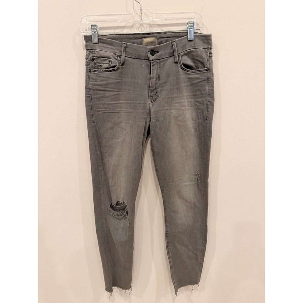 Mother Looker Ankle Fray Jeans 28 Last Chance‎ Shalom Gray Distressed